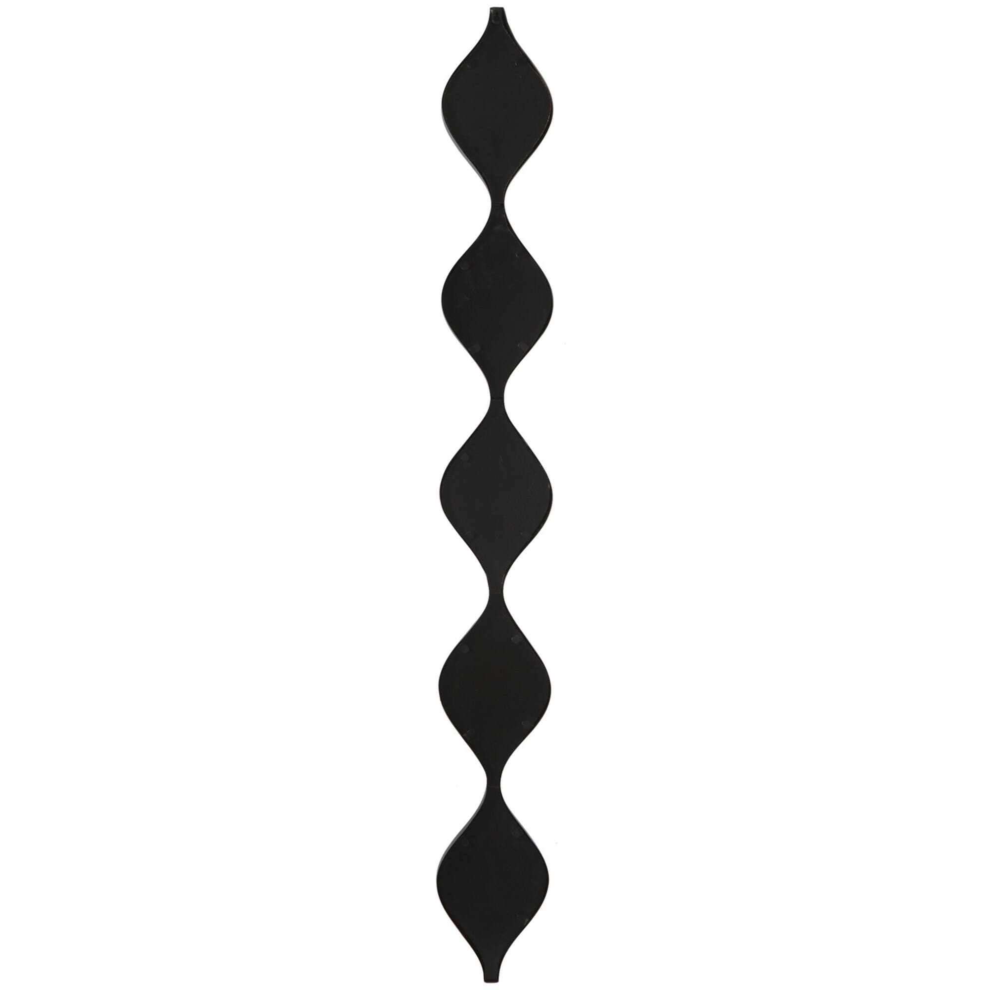 Black Metal Slim Stacked Chain 5 Layer Wall Mirror with Tear Drop Pattern 7" x 1" x 59"